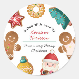Personalisierte Lebkuchen-Weihnachtsplätzchen-Back Runder Aufkleber