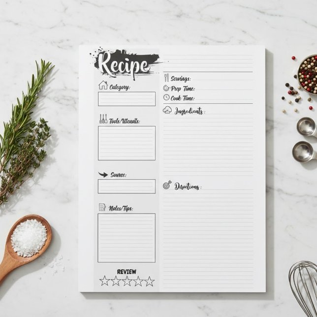 Personalisierte leere Rezeptseiten Notizblock (Custom recipe Pages for writing template)