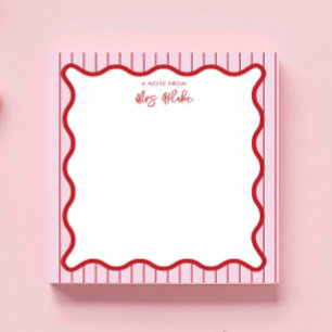 Personalisierte Lehrerbeste Würdigung Rosa Rot Wel Notizblock