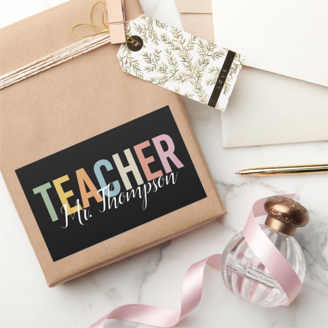 Personalisierte Lehrerbewertung zurück zur Schule Rechteckiger Aufkleber (Schenken)