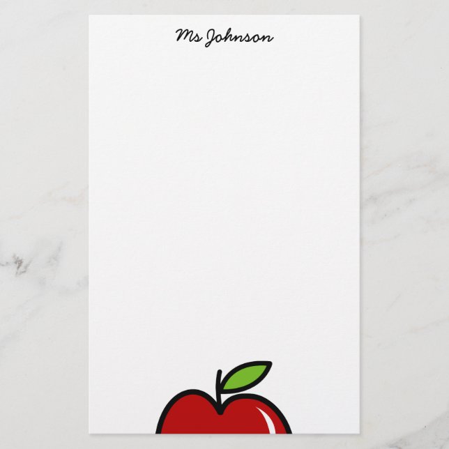Personalisierte Lehrerbriefpapier | Rotapfel Briefpapier (Vorderseite)