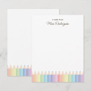 Personalisierte Lehrererkennungs-Pastell-Regenboge Mitteilungskarte