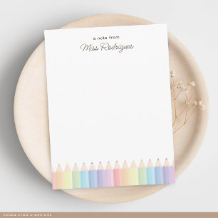 Personalisierte Lehrererkennungs-Pastell-Regenboge Mitteilungskarte
