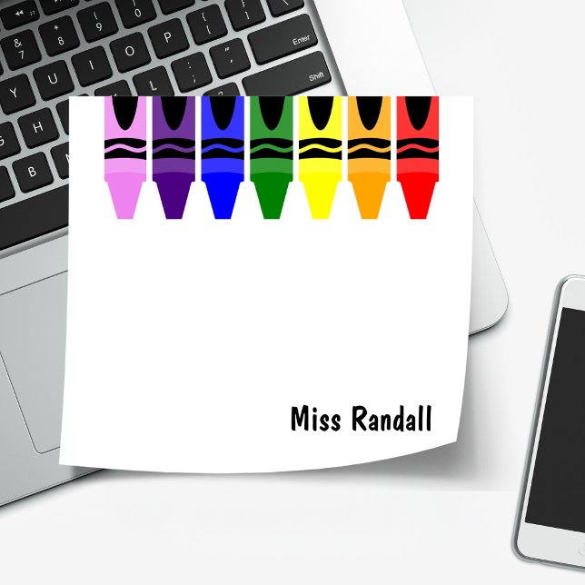 Personalisierte Lehrerin Sticky Crayon Schreibtisc Post-it Klebezettel (Von Creator hochgeladen)