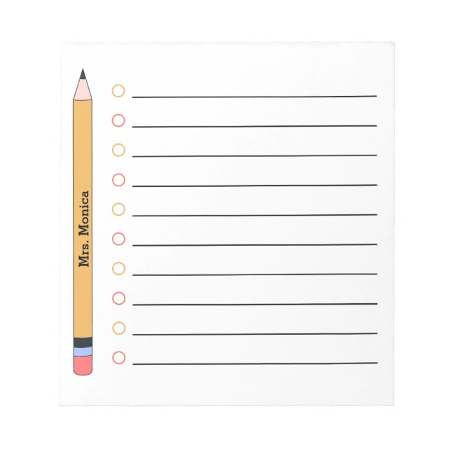 Personalisierte Lehrerin-Würdigung  Notizblock (Vorderseite)