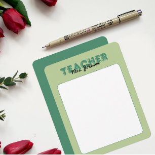 Personalisierte Lehrerpapiere Jahresende Grün Mitteilungskarte