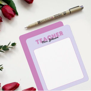 Personalisierte Lehrerpapiere Jahresende Lila Mitteilungskarte