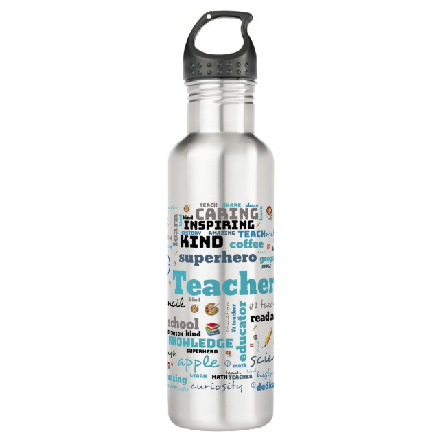 Personalisierte Lehrersprache Edelstahlflasche (Vorderseite)