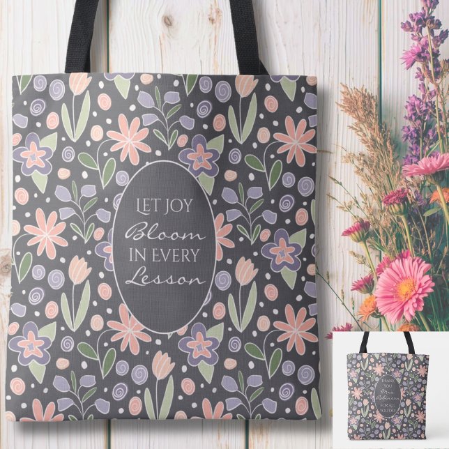 Personalisierte Lehrkraft-Dank-Tasche  Tasche (Personalized Teacher Appreciation Tote Bag | Custom Name Floral Gift)