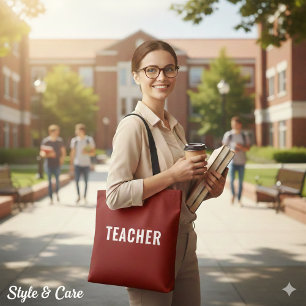 Personalisierte Lehrkraft-Textaussage Tiefrot Tasche