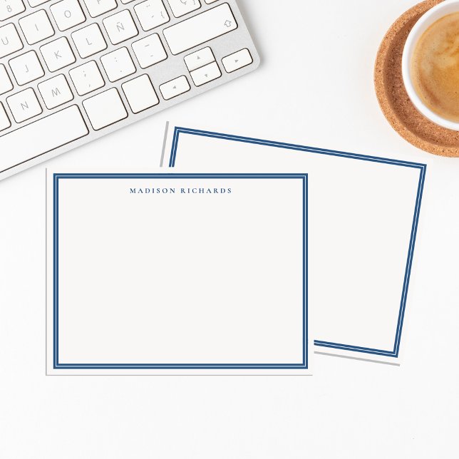 Personalisierte leichte Navy Blue Border Mitteilungskarte (Von Creator hochgeladen)