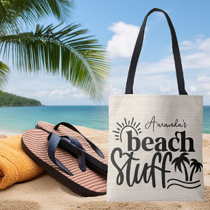 Personalisierte Leinwand "Beach Zeug" Tasche