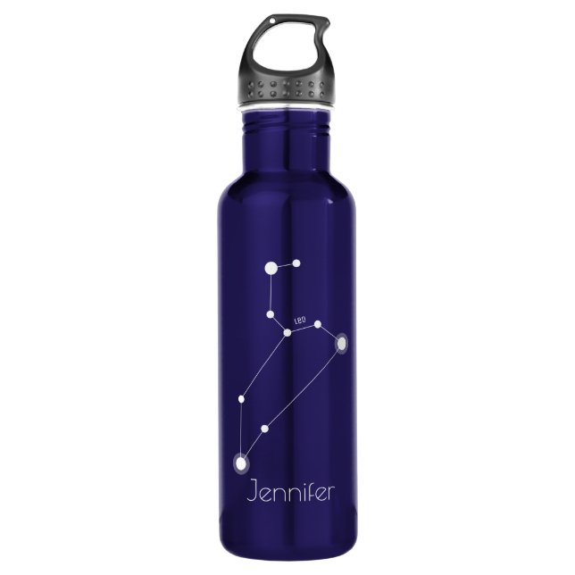 Personalisierte Leo-Zodiac-Konstellation Edelstahlflasche (Vorderseite)