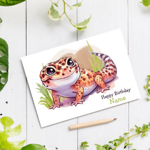 Personalisierte Leopard-Gecko-Grußkarte Karte