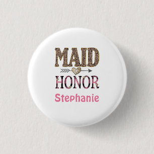 Personalisierte Leopard Print Trauzeugin Geschenk Button