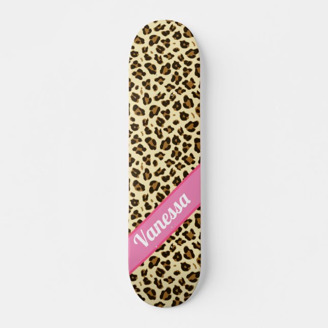 Personalisierte Leopard-Printwerbung - Mädchen Skateboard (Vorne)