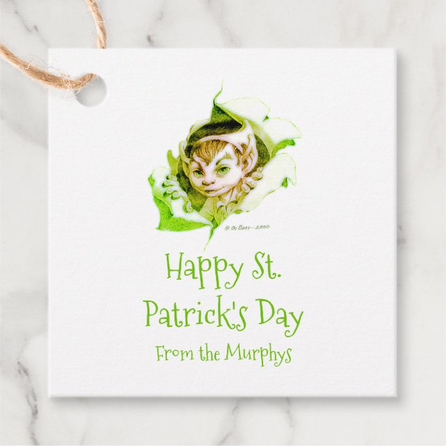 Personalisierte Leprechaun-Gefälligkeitstags Geschenkanhänger (Vorderseite)