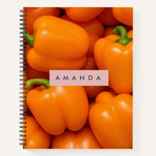 Personalisierte leuchtend frische orange Paprika Notizbuch