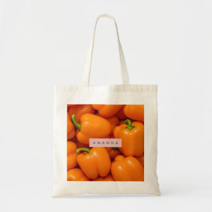 Personalisierte leuchtend frische orange Paprika Tragetasche
