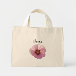 Personalisierte leuchtend rosa Stockrose Mini Stoffbeutel