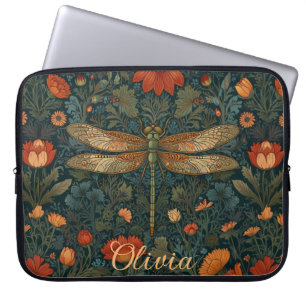 Personalisierte Libelle orange floral Boho Chic Laptopschutzhülle