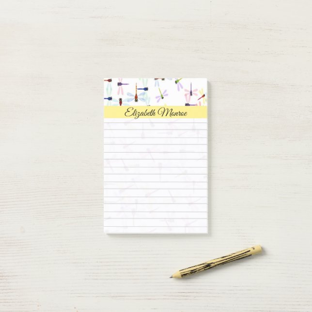 Personalisierte Libellen Post-it Klebezettel (Auf Schreibtisch)