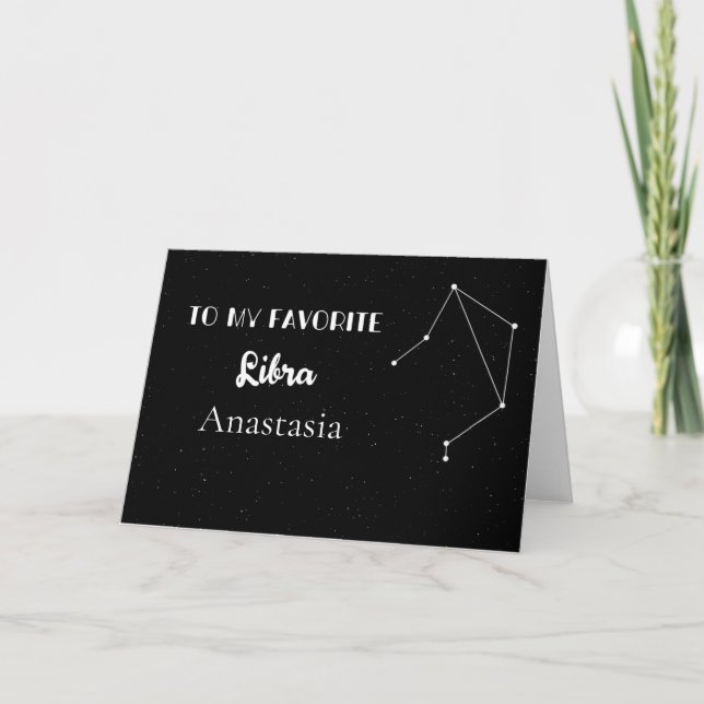 Personalisierte Libra-Karte mit Konstellation Karte (Vorderseite)