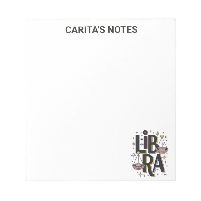 Personalisierte Libra Zodiac Signatur Notepad Notizblock (Vorderseite)