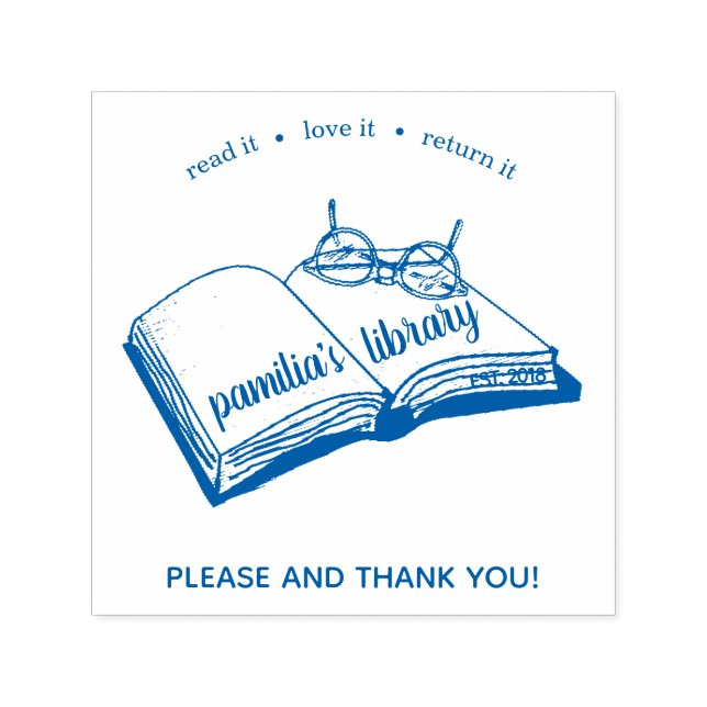 Personalisierte Library Briefmarke Read It Liebe R Permastempel (Design)