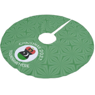 Personalisierte Libysche Engel-Weihnachtsflagge  Polyester Weihnachtsbaumdecke