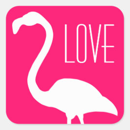 Personalisierte Liebe Bright Pink und White Flamin Quadratischer Aufkleber