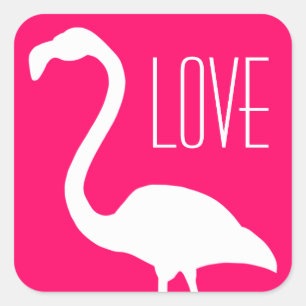 Personalisierte Liebe Bright Pink und White Flamin Quadratischer Aufkleber