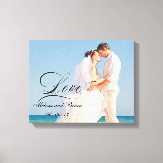 Personalisierte Liebe Hochzeitsportrait Leinwanddruck (Vorderseite)
