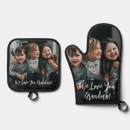 Personalisierte Liebe Ihr Oma Foto Handschriftlich Ofenhandschuh & Topflappen-Set