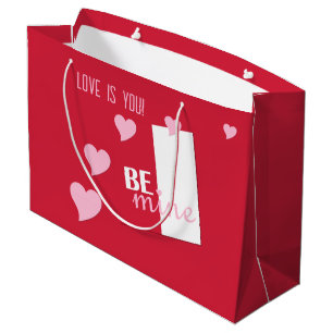 Personalisierte Liebe ist, du bist meine, rosa Her Große Geschenktüte