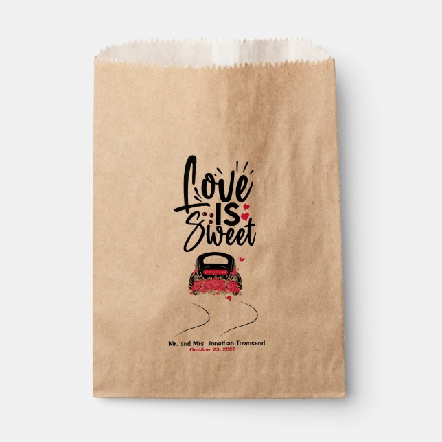 Personalisierte Liebe ist eine süße Gastgeschenk H Geschenktütchen (Vorderseite)