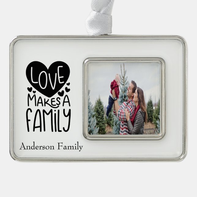 Personalisierte Liebe macht eine Rahmen-Ornament Silber (Vorderseite)
