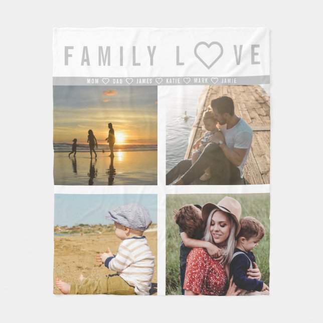 Personalisierte Liebe mit 4 Fotos Fleecedecke (Vorderseite)