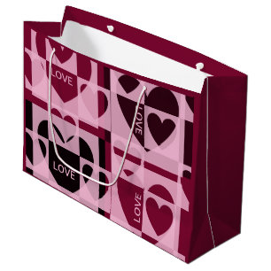 Personalisierte LIEBE mit Niedlichem Rosa, Weinrot Große Geschenktüte