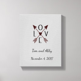 Personalisierte Liebe mit Pfeile Hochzeit Leinwanddruck