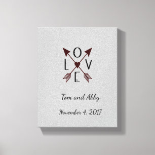 Personalisierte Liebe mit Pfeilen Hochzeit Leinwanddruck