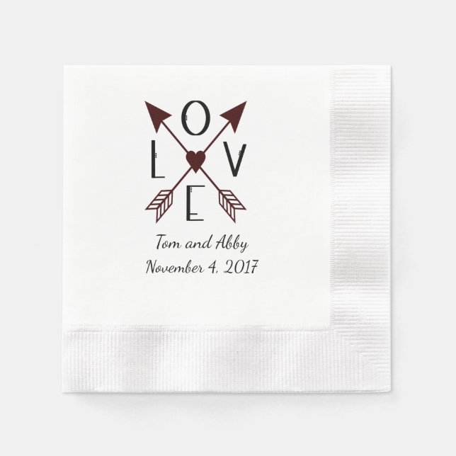 Personalisierte Liebe mit Pfeilen Hochzeit von Nap Serviette (Vorderseite)