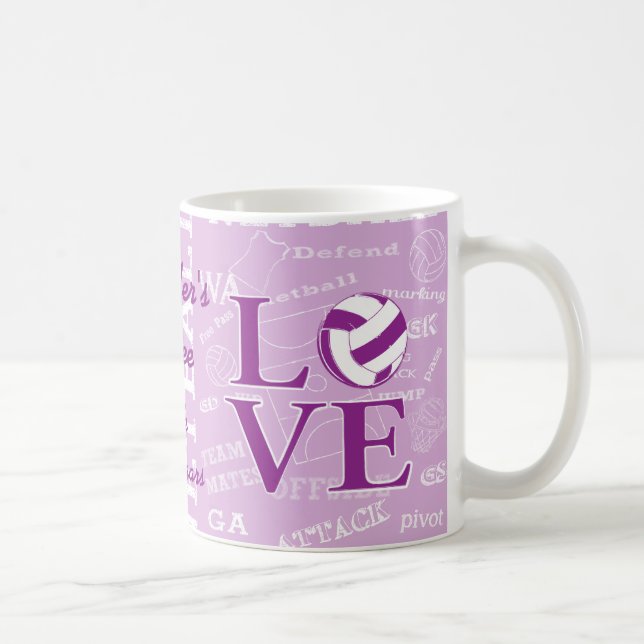 Personalisierte Liebe Netball Coffe Tasse (Rechts)