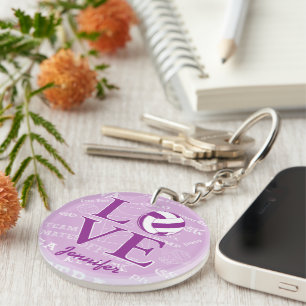 Personalisierte Liebe Netzballdesign Acryl Schlüsselanhänger