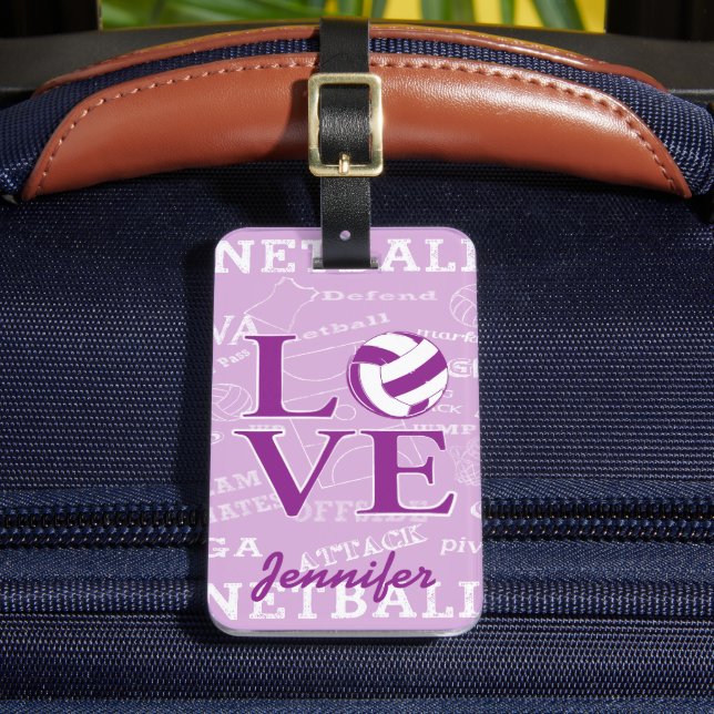 Personalisierte Liebe-Netzballdesign Gepäckanhänger (Vorderseite Insitu 2)