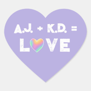 Personalisierte Liebe Pastel Rainbow Herzmarken Herz-Aufkleber