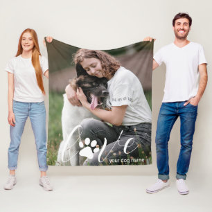 Personalisierte Liebe Paw, Print Dog Lover Foto Fleecedecke