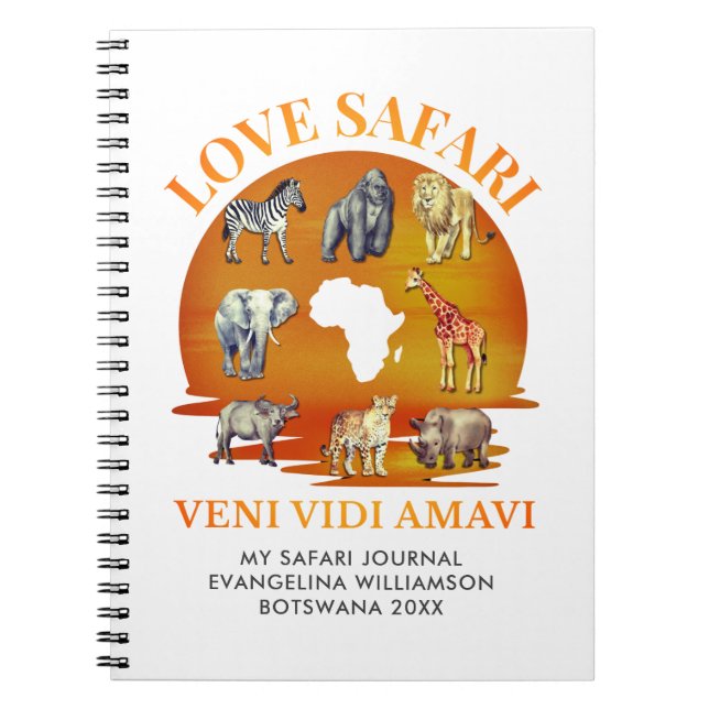 Personalisierte LIEBE SAFARI Souvenir Journal Notizblock (Vorderseite)