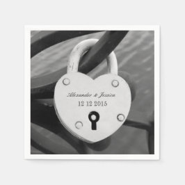 Personalisierte Liebe Schloss Foto Hochzeitsnapkin Serviette