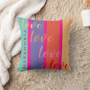 Personalisierte Liebe Script farbenfroh Kissen